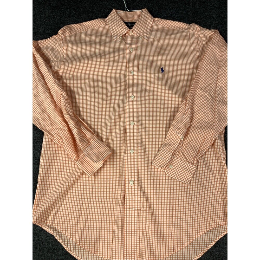 Vtg Polo Ralph Lauren Blake Shirt Mens Small S Orange White Gingham Check